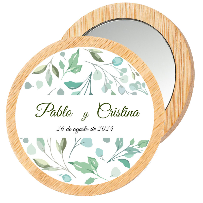 Miroir en bois personnalisé avec autocollant floral pour plus de détails