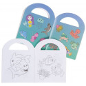 Sac à dos pliable en forme de poisson et livre pour enfants à dessiner ainsi que des autocollants à offrir en cadeau