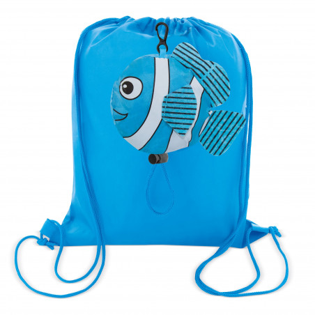 Sac à dos pliable en forme de poisson et livre pour enfants à dessiner ainsi que des autocollants à offrir en cadeau