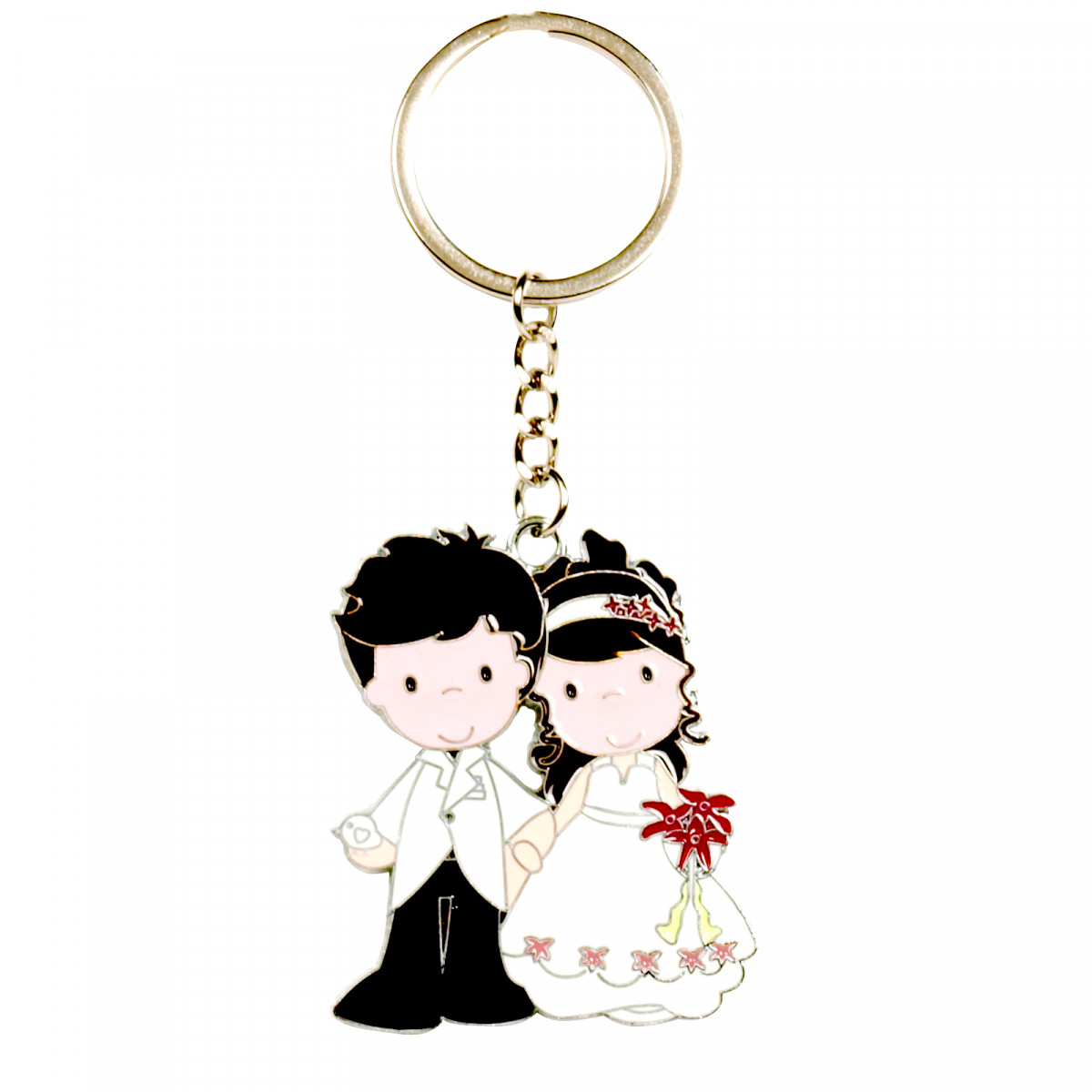 Porte clés avec figurine des mariés à offrir comme cadeau de mariage