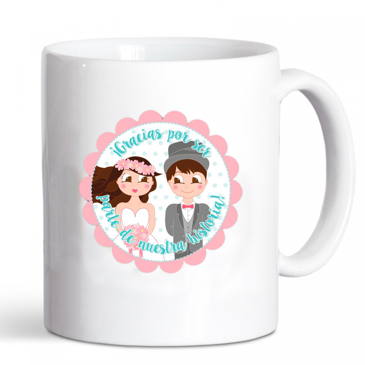 Mug avec autocollant de remerciement pour les détails du mariage