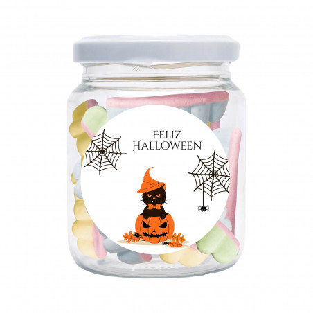 Pot de prothèse de bonbons d’halloween avec autocollant personnalisable