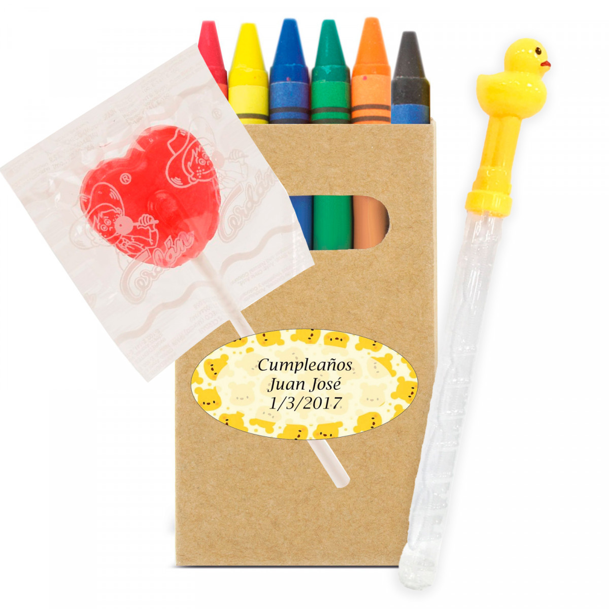 Crayons de cire de couleur personnalisés avec sucette en forme de canard et pompon pour les détails