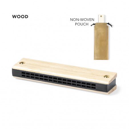 Harmonica en bois personnalisé avec autocollant et sucette en sachet