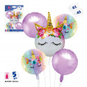 Ballons licorne en pack de 5 pièces