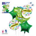 Ballons dinosaures en pack de 5 unités pour les anniversaires