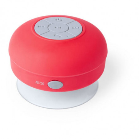 Enceinte bluetooth submersible rouge avec autocollant spécial noël père noël et amis