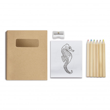 Coffret de dessins et couleurs pour un coloriage personnalisé avec un cornet de bonbons pour plus de détails