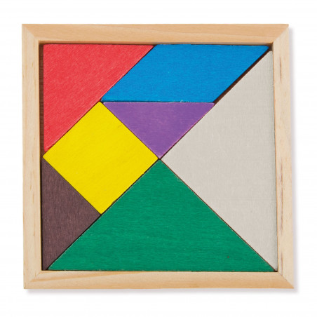 Tangram en bois avec enveloppe kraft verte pour noël