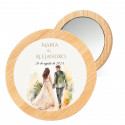 Miroir en bois personnalisé avec adhésif des mariés pour plus de détails