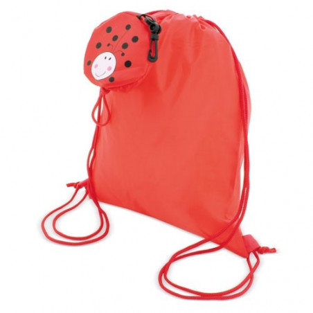 Sac à dos pliable coccinelle et sucette avec autocollant d'anniversaire personnalisé