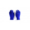 Gants tactiles bleus dans un sac métallique avec autocollant personnalisable et modifiable assorti