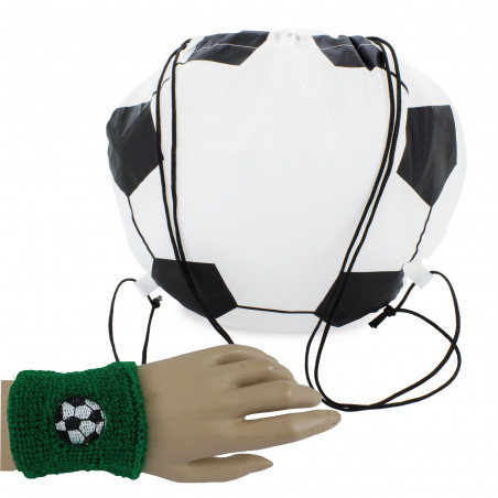 Sac à dos ballon de football et bracelet assorti pour garçons et filles.