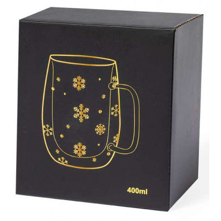 Mug thermique de noël en verre avec autocollant décoratif personnalisable à offrir en cadeau