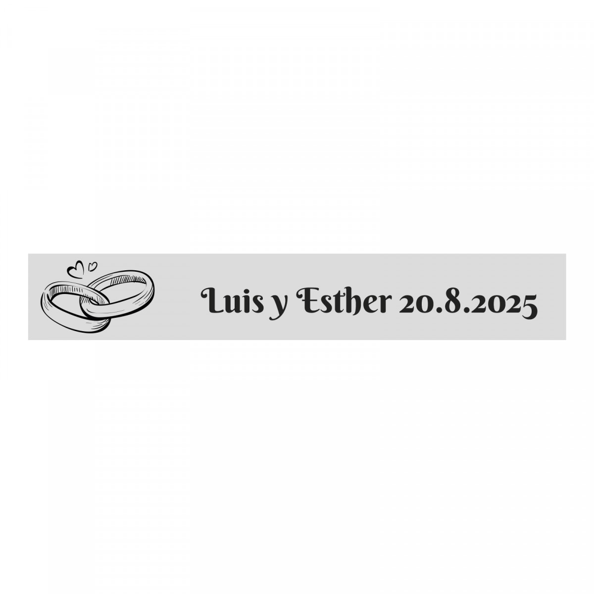 Sticker mariage personnalisable fond transparent 5x1 avec anneaux