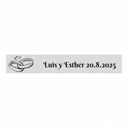 Sticker mariage personnalisable fond transparent 5x1 avec anneaux