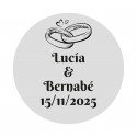 Sticker mariage personnalisable 2cm avec anneaux fond transparent