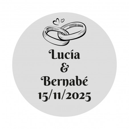 Sticker mariage personnalisable 2cm avec anneaux fond transparent