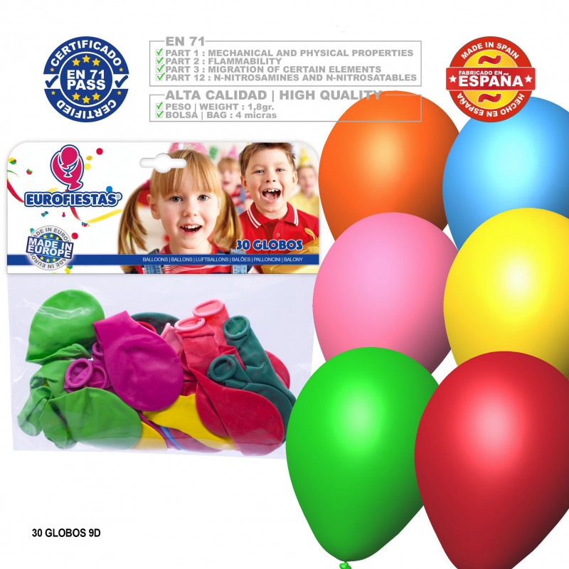 Pack de 30 ballons multicolores