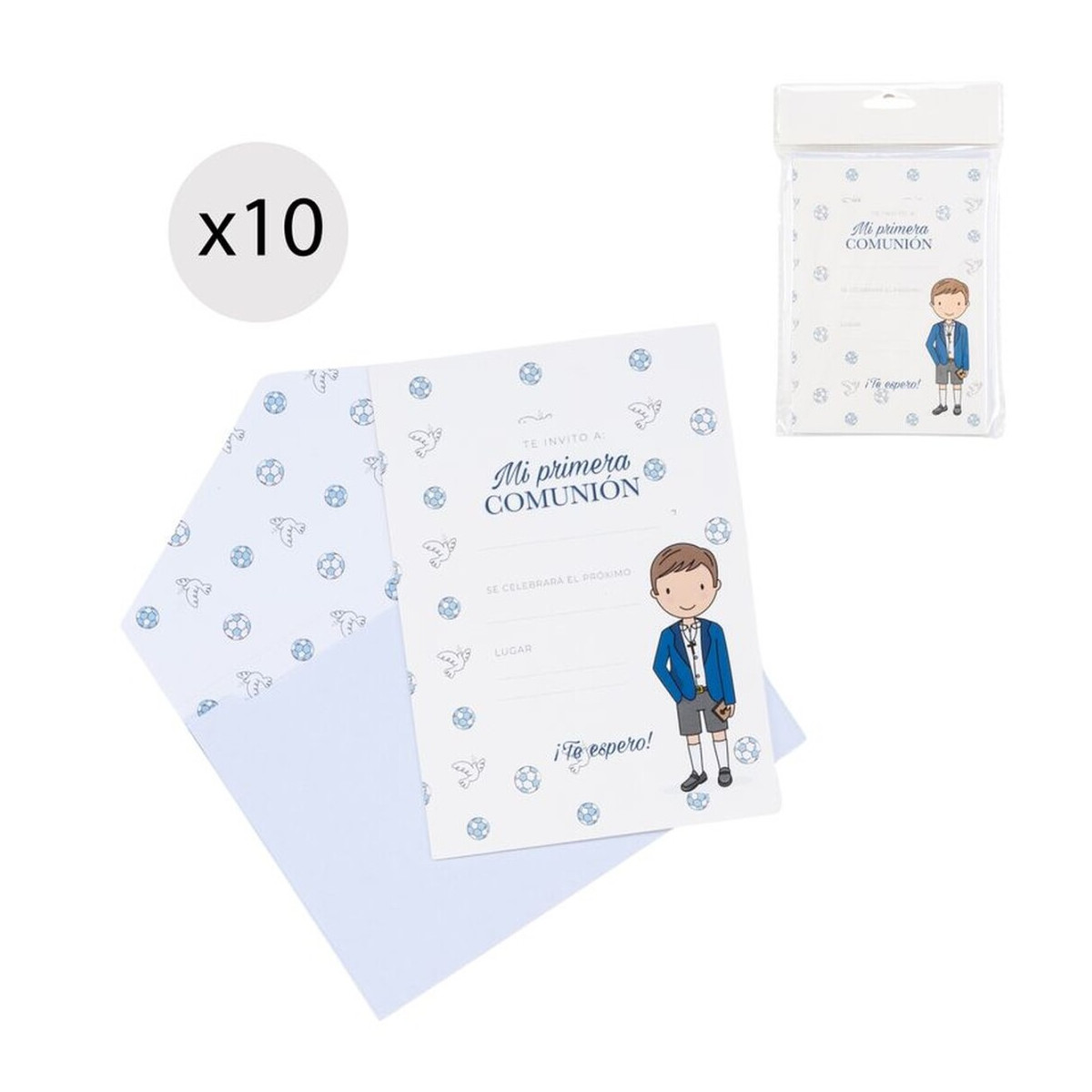 Lot de 10 invitations pour la communion d un garçon