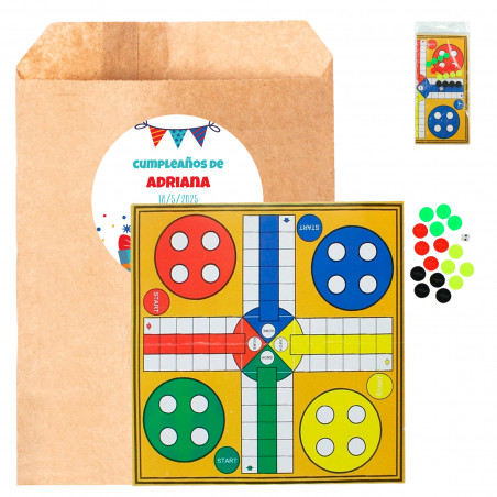 Ludo en enveloppe kraft avec autocollant anniversaire personnalisé