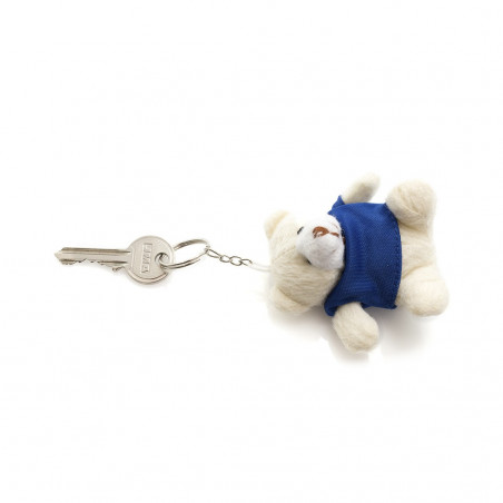 Porte clés ours en peluche sous sachet papier avec fenêtre adhésive personnalisée pour baptêmes