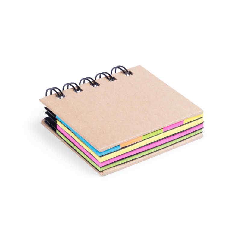 Carnet avec des notes post-it adhésives colorées