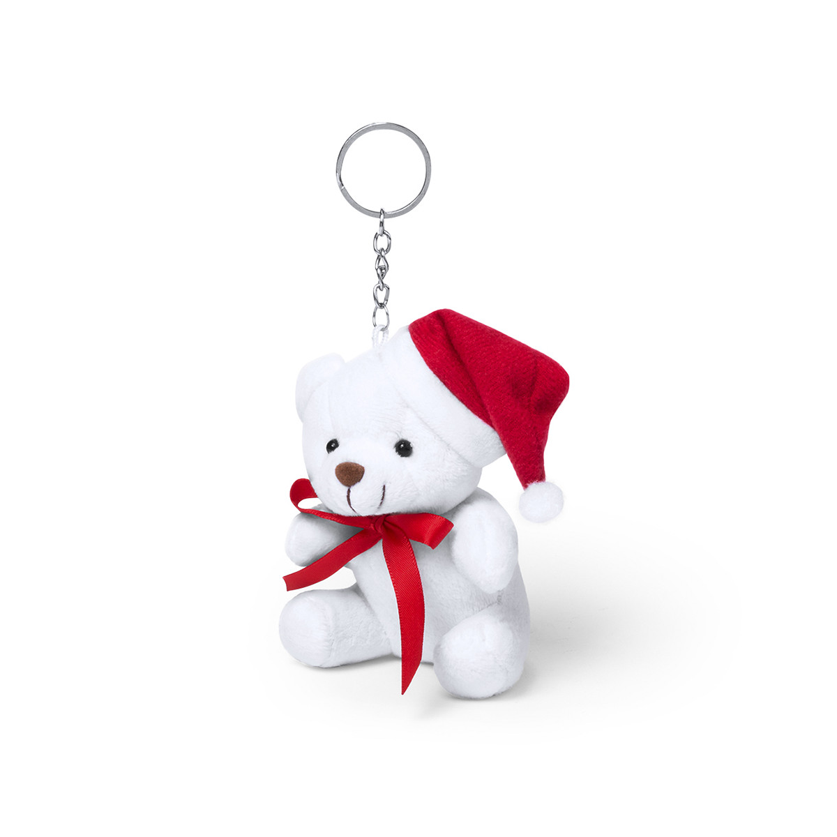 Porte clés ours en peluche avec chapeau de noël