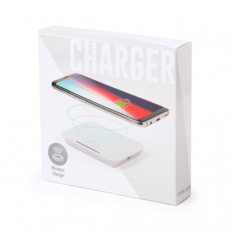 Chargeur sans fil blanc avec support pour smartphone