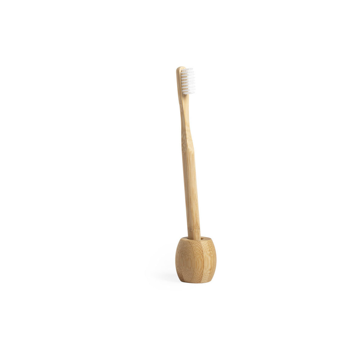 Brosse à dents en bambou avec support assorti