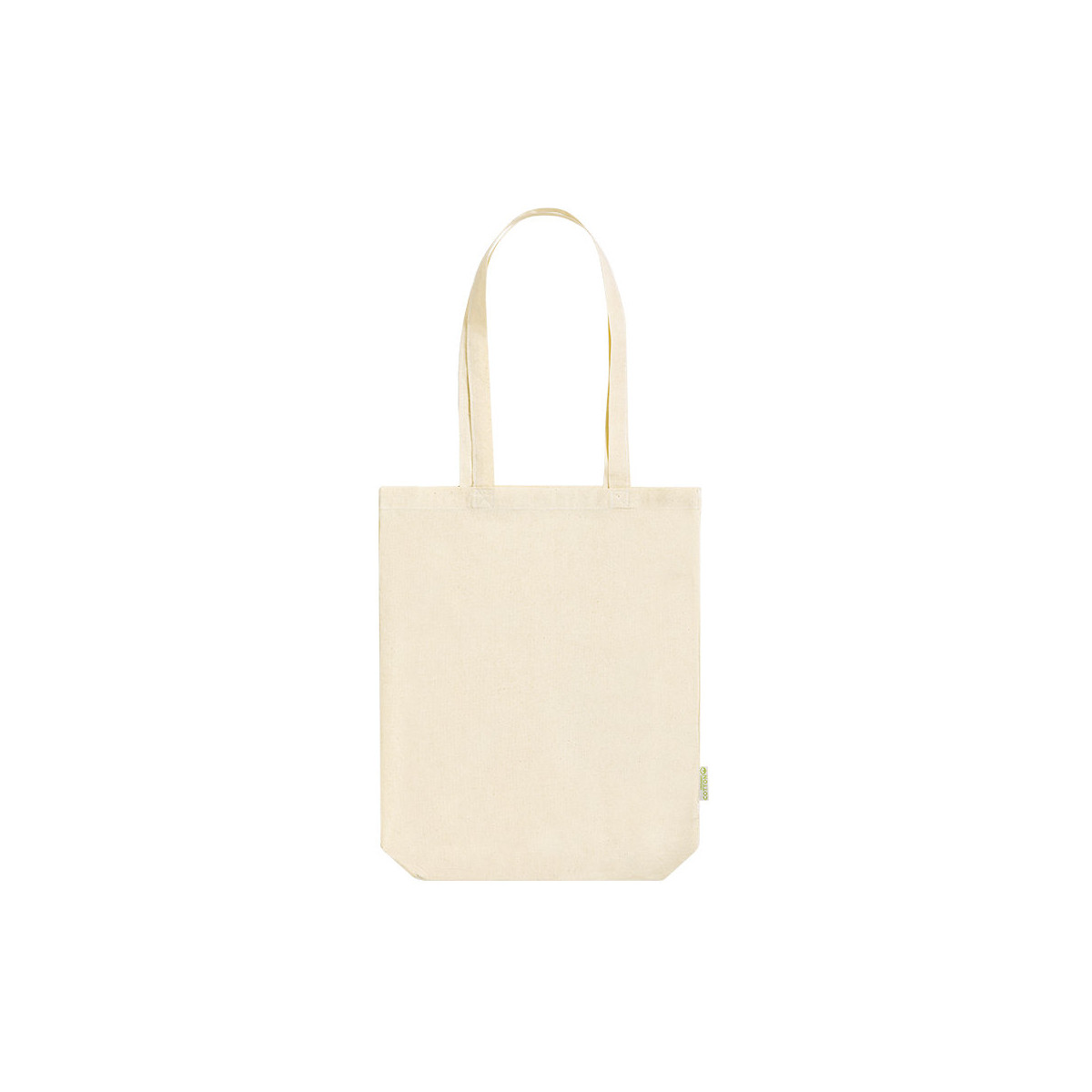 Sac en coton bio couleur naturelle avec anses longues à offrir en cadeau