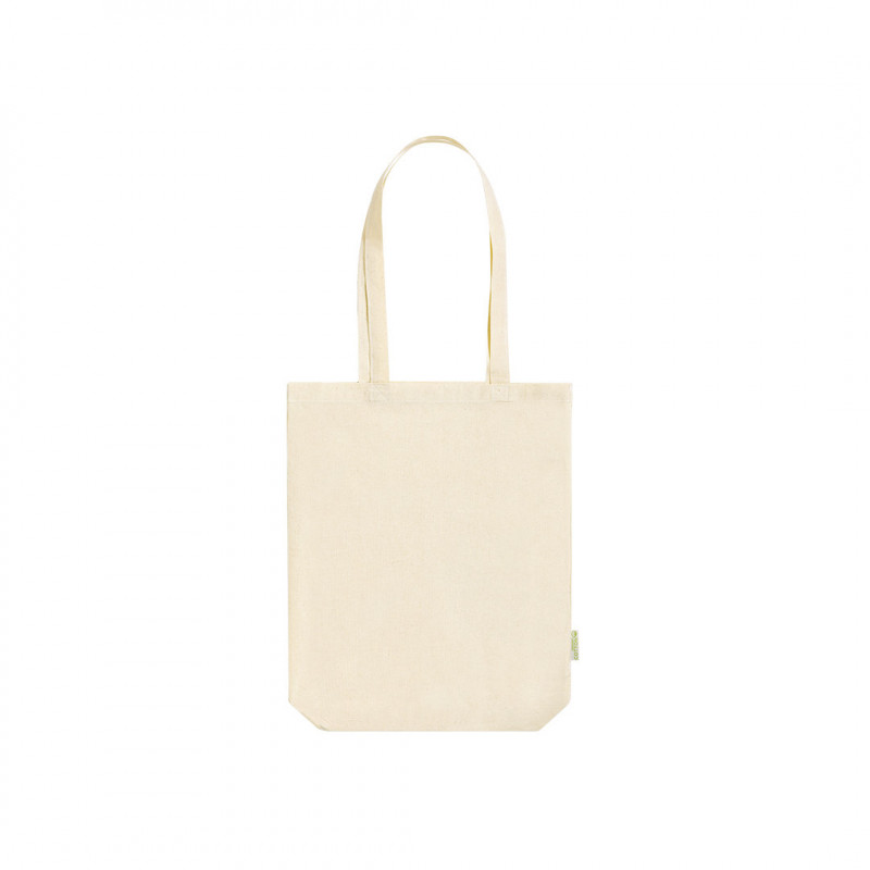 Sac en coton bio couleur naturelle avec anses longues à offrir en cadeau