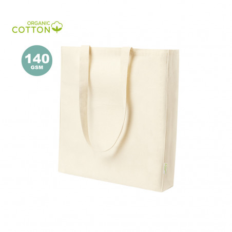 Sac en coton bio couleur naturelle avec anses longues à offrir en cadeau