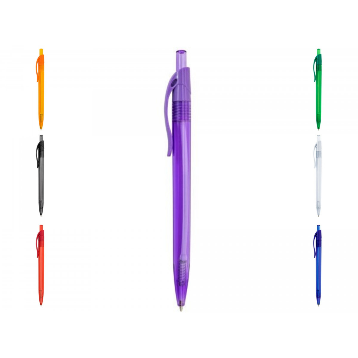 Stylo transparent avec clip de différentes couleurs