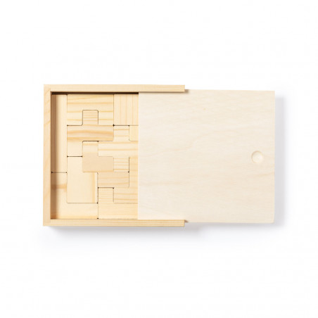 Puzzle tetris en bois présenté dans une boîte