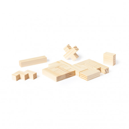 Puzzle tetris en bois présenté dans une boîte