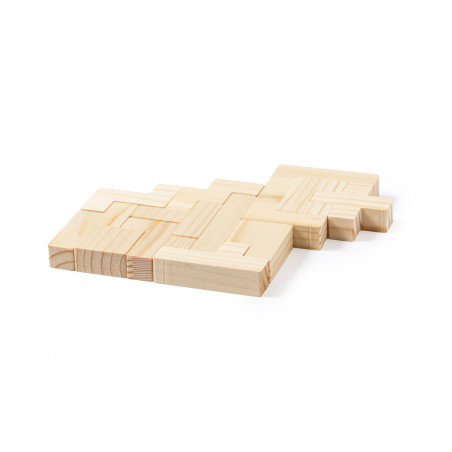 Puzzle tetris en bois présenté dans une boîte