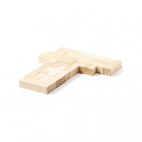 Puzzle tetris en bois présenté dans une boîte