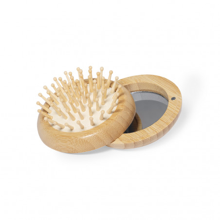 Brosse avec miroir de poche avec fermeture aimantée