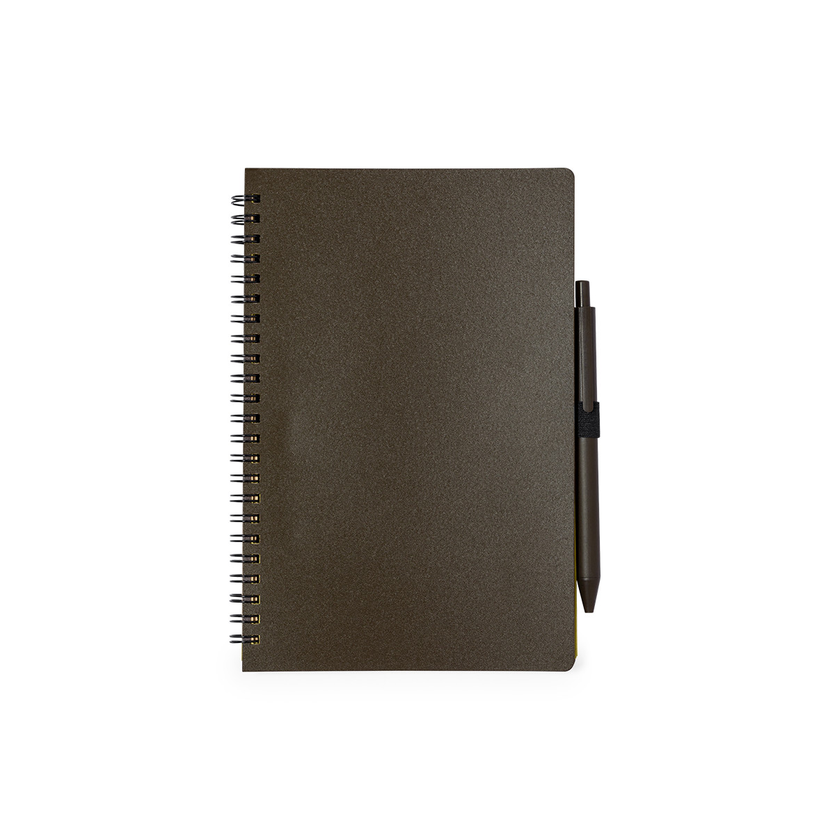 Stylo avec cahier à lignes spirales en marron