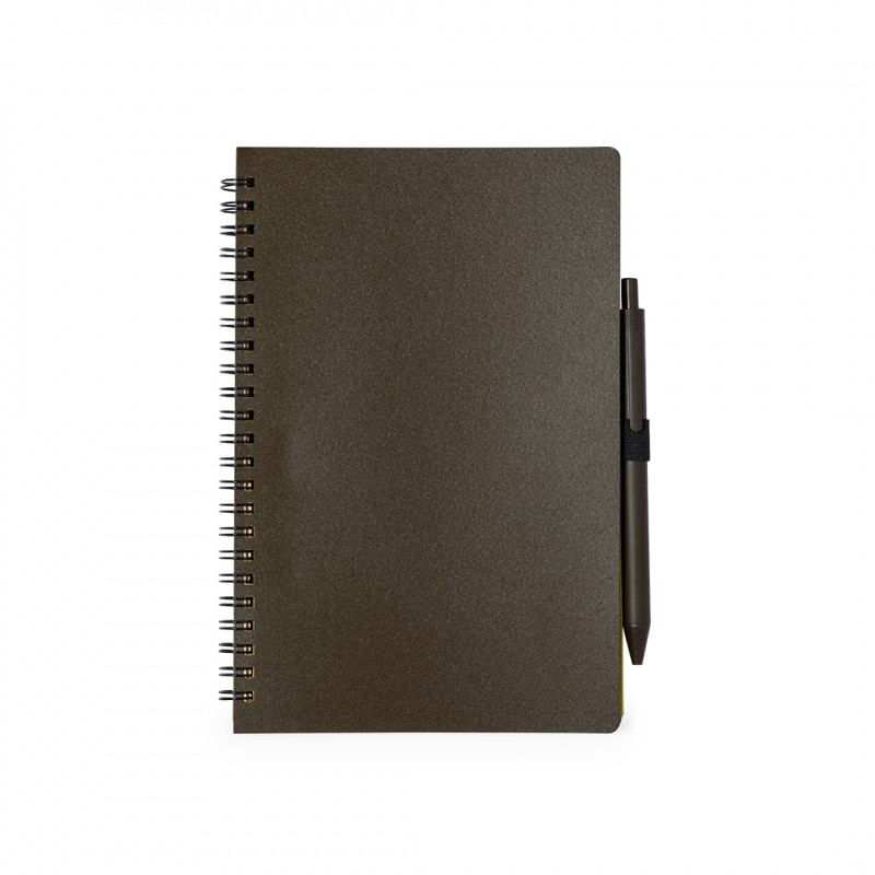 Stylo avec cahier à lignes spirales en marron