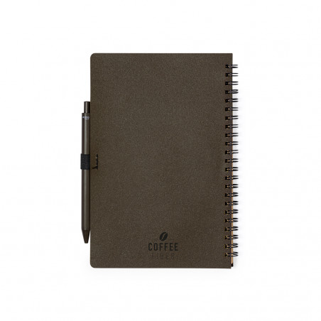 Stylo avec cahier à lignes spirales en marron