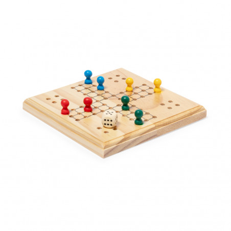 Parcheesi en bois avec sac en coton