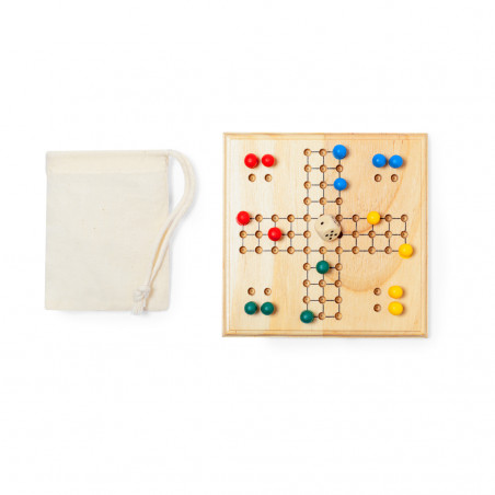 Parcheesi en bois avec sac en coton