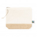 Trousse de toilette en 100% coton et base en jute du commerce équitable avec cordon de serrage pour le transport