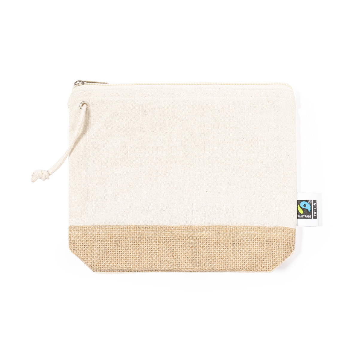 Trousse de toilette en 100% coton et base en jute du commerce équitable avec cordon de serrage pour le transport