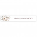 Sticker rectangulaire personnalisé 5x1 fleurs pastel fond blanc pour mariage et événements