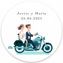 Adhésif 3 cm mariés en moto pour détails de mariage