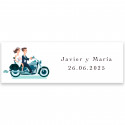 Autocollant 6x2cm motif couple de mariage sur moto pour personnaliser les détails