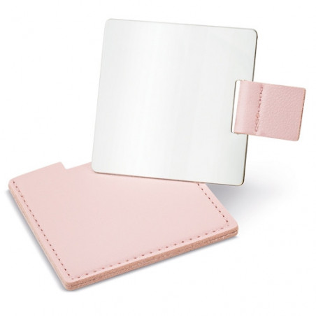 Miroir en acier inoxydable avec couvercle rose et autocollant romantique des mariés personnalisable pour plus de détails